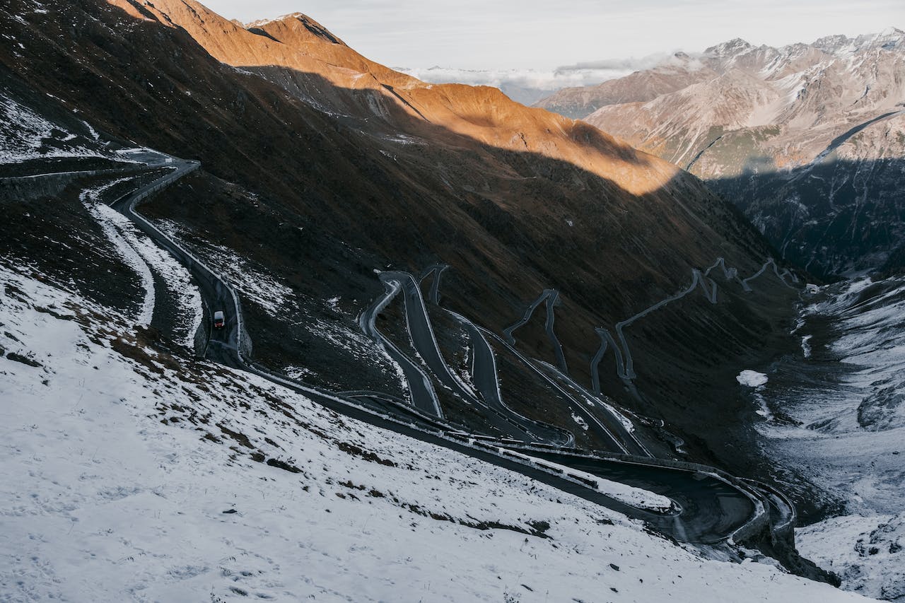 stelvio mountain pass with snow at bormio italy 1